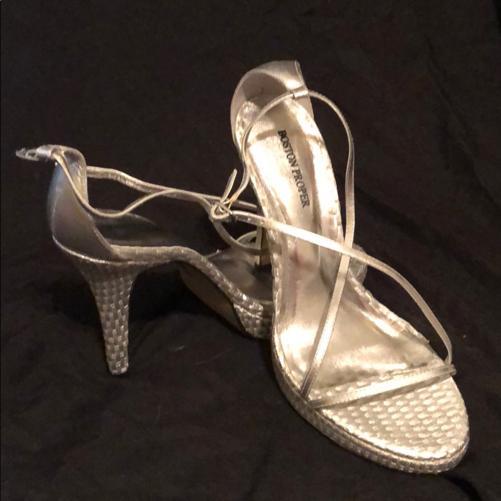 4.5” Silver Platform Heels, size 8